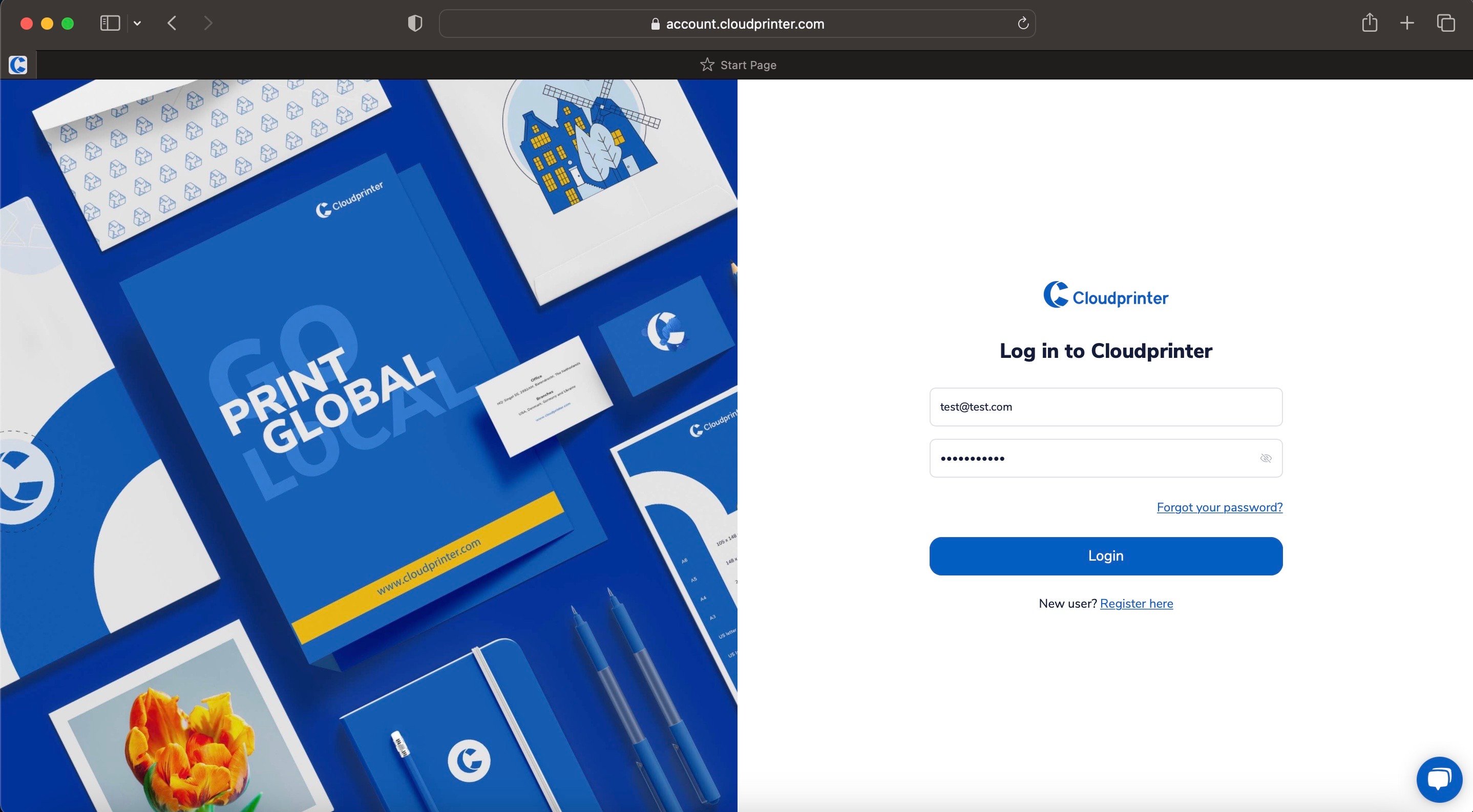 Cloudprinter Dashboard login