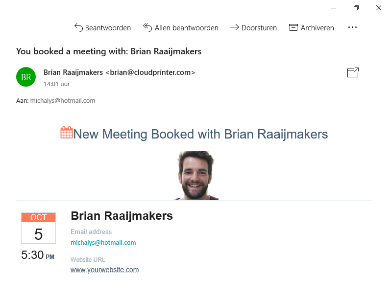 Meeting confirmation email