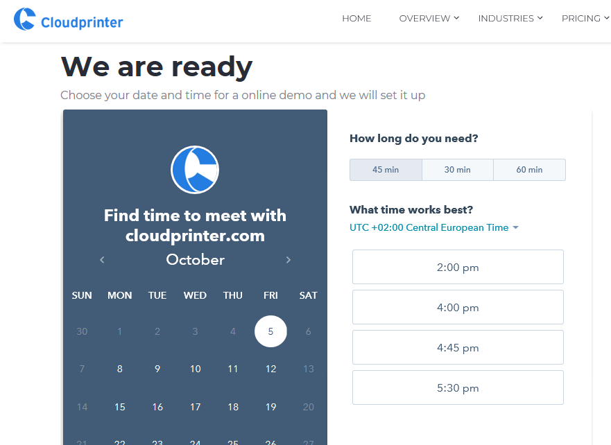 Choose an available meeting time