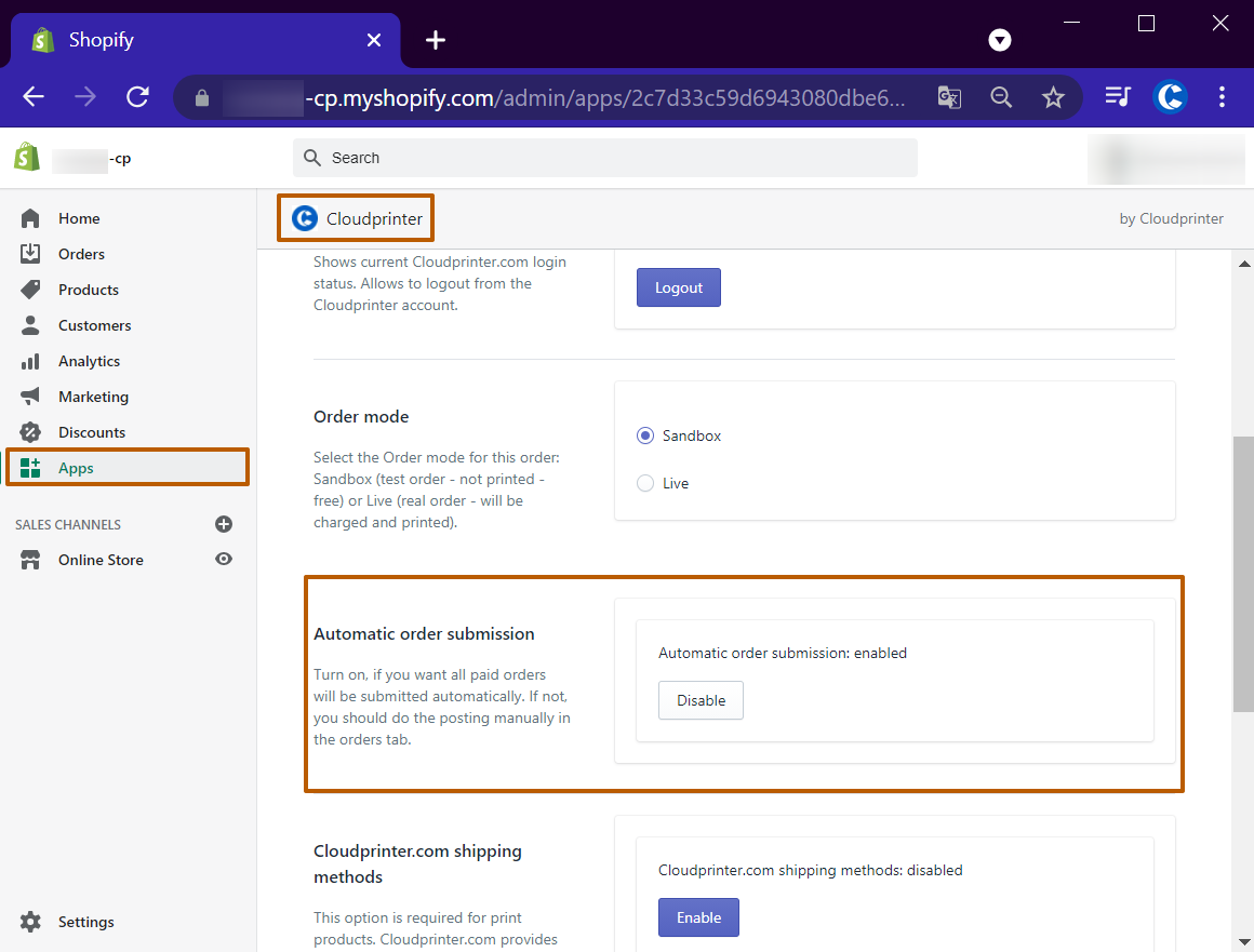 Automatic order submission setting